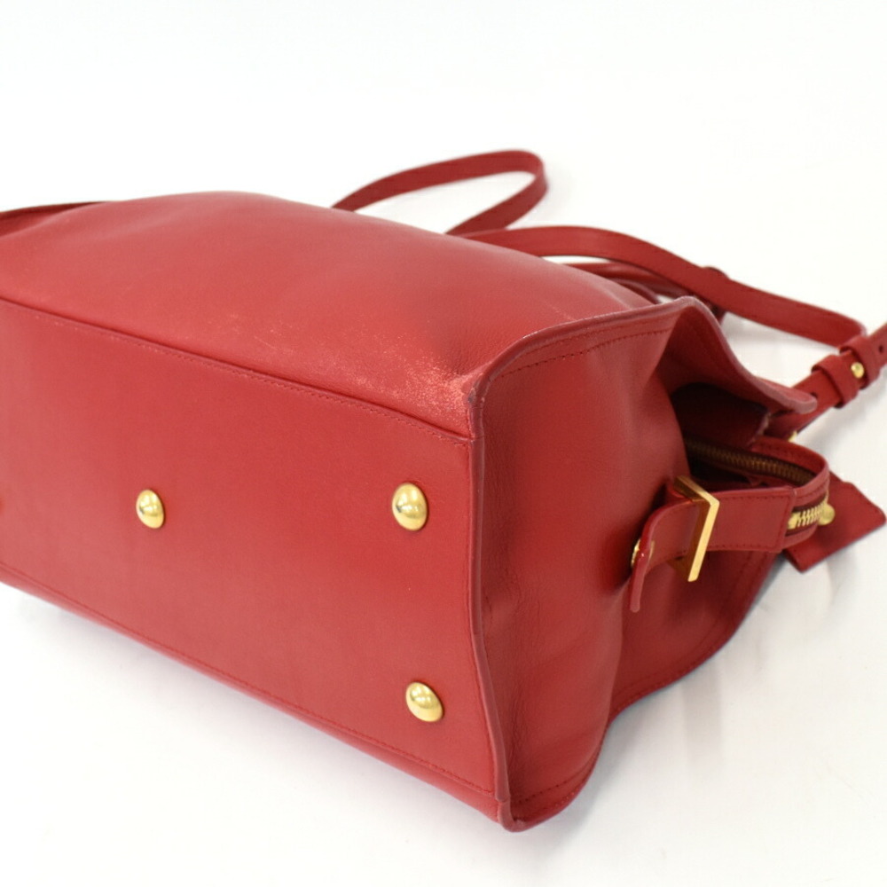 Saint Laurent Cabas Y Line Handbag Shoulder Bag Red Leather PARIS - Picture 5 of 9